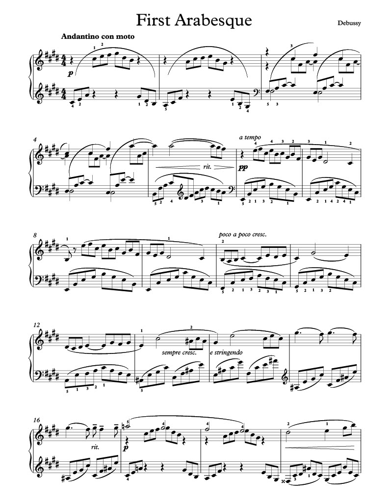 Learning Debussy's Arabesques